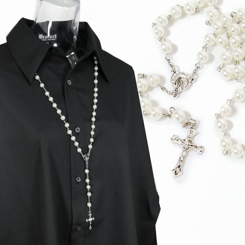 BY2139 ロザリオ・ロングネックレス[WHITE] | Deorart shop
