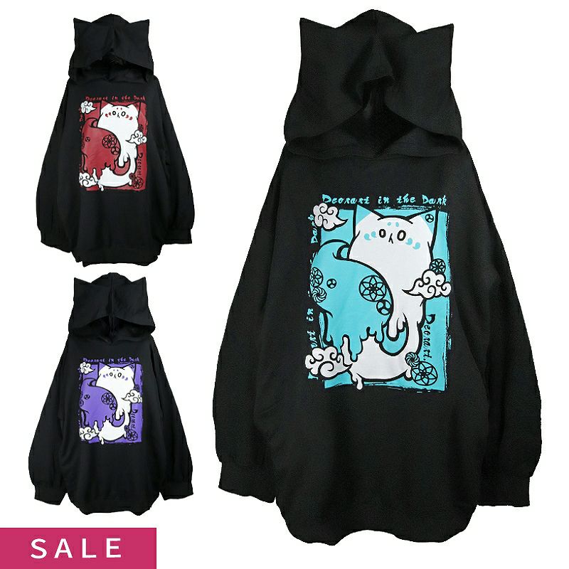 Deorart,ディオラート,地雷系,猫耳パーカー,ネコミミパーカー,白狐,九尾,和柄,妖怪,招き猫,ケモ耳,フード,V系,emo,punk,rock,原宿 ,ゴシック,モード,ファッション,服,通販