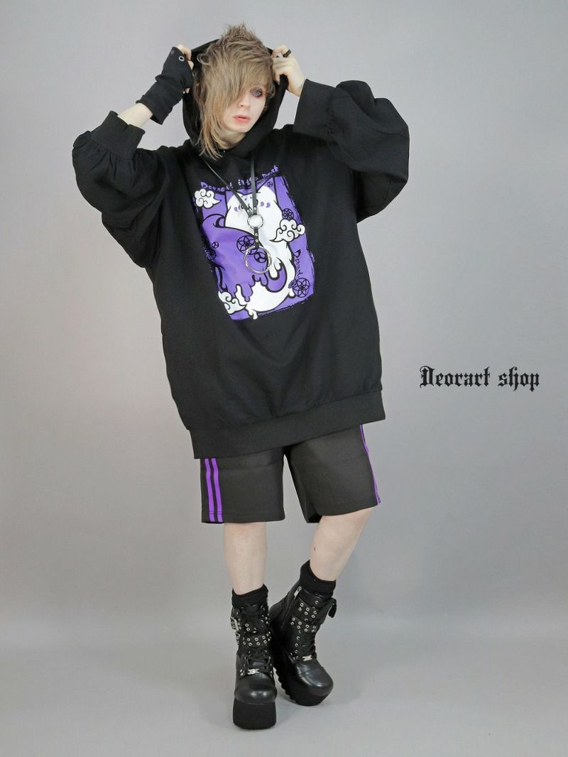 Deorart,ディオラート,地雷系,猫耳パーカー,ネコミミパーカー,白狐,九尾,和柄,妖怪,招き猫,ケモ耳,フード,V系,emo,punk,rock,原宿 ,ゴシック,モード,ファッション,服,通販