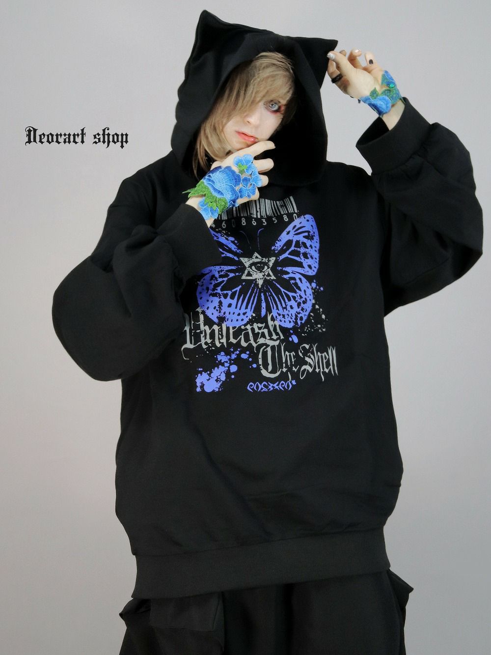 Deorart,ディオラート,地雷系,猫耳,ネコミミフード,蝶々,バタフライ,ヴィジュアル系,V系,emo,punk,rock,原宿 ,ゴシック,モード,ファッション,服,通販