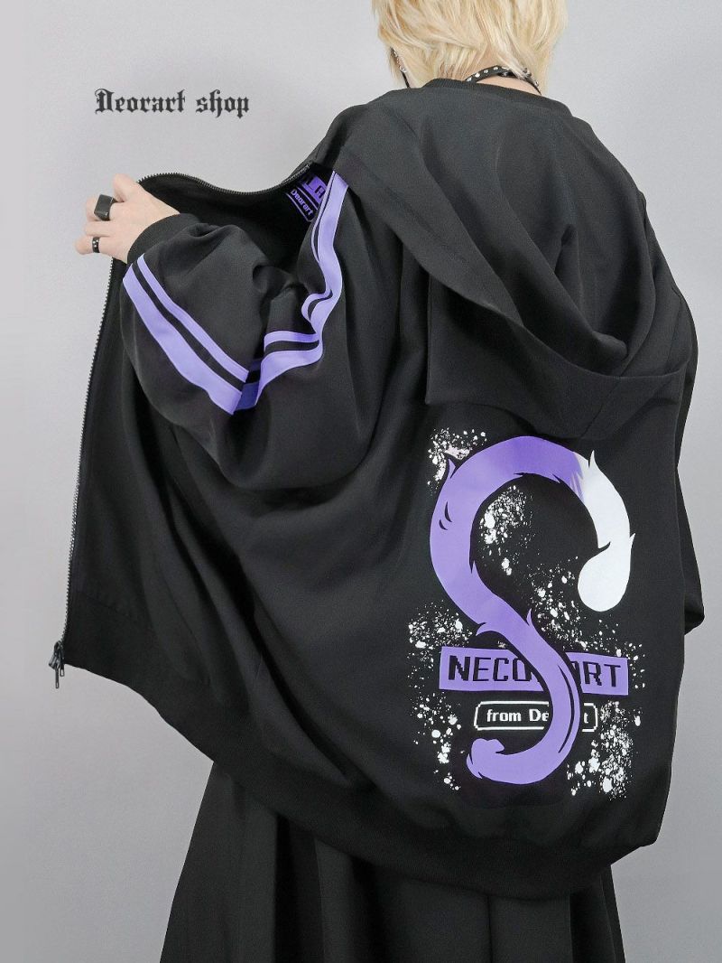 DRT2826 [ジャージ風 サイドライン] NECOLA 尻尾プリント・ネコミミ