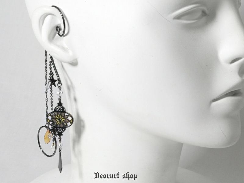Deorart,ディオラート,イヤーフック,イヤリング,ステンドグラス風,ランタン,ランプ,ゴシック,エスニック,アジアン,かわいい,かっこいい,揺れる,ロングタイプ,コスプレ衣装,