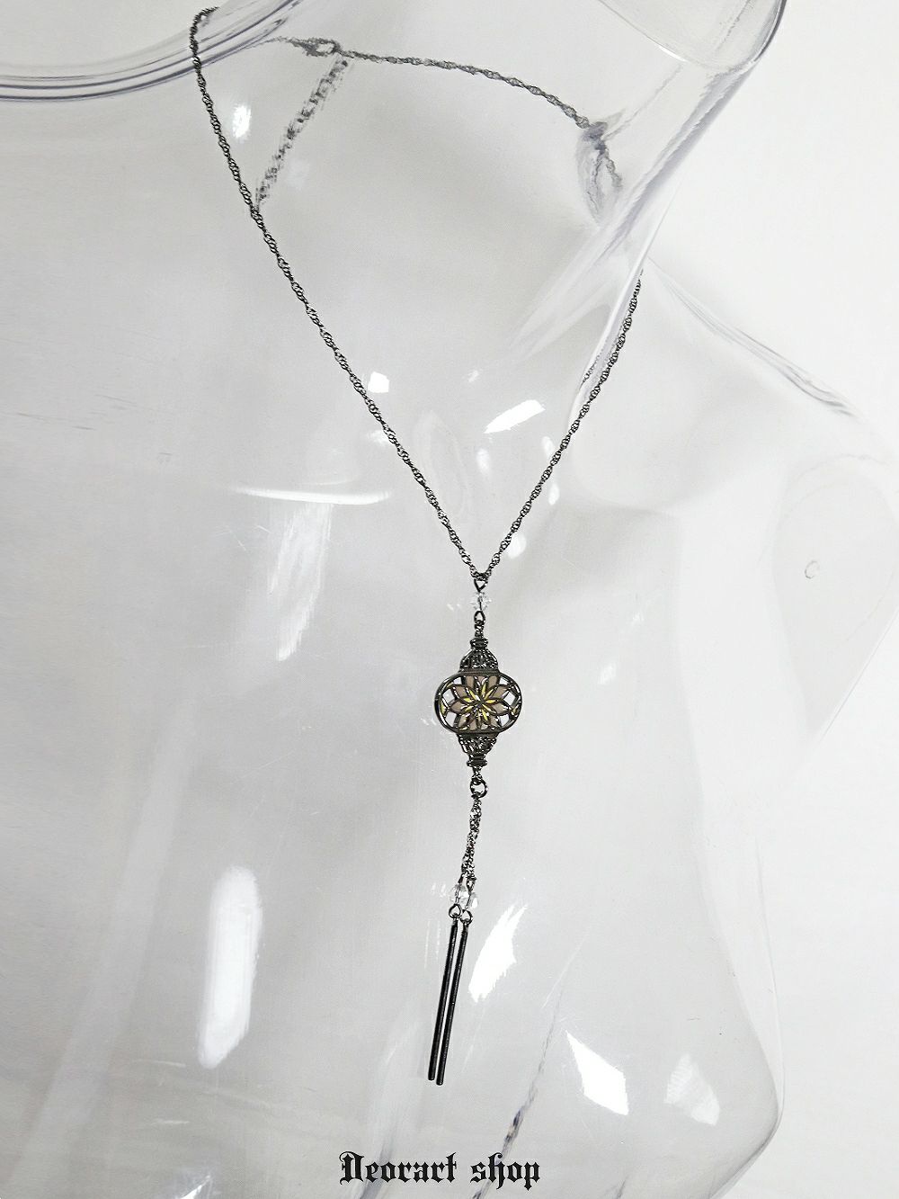 Deorart,ディオラート,ネックレス,アクセサリー,ステンドグラス風,ガラス素材,ランタンモチーフ,ゴシック,アジアン,和風,かわいい,きれい,サブカル系