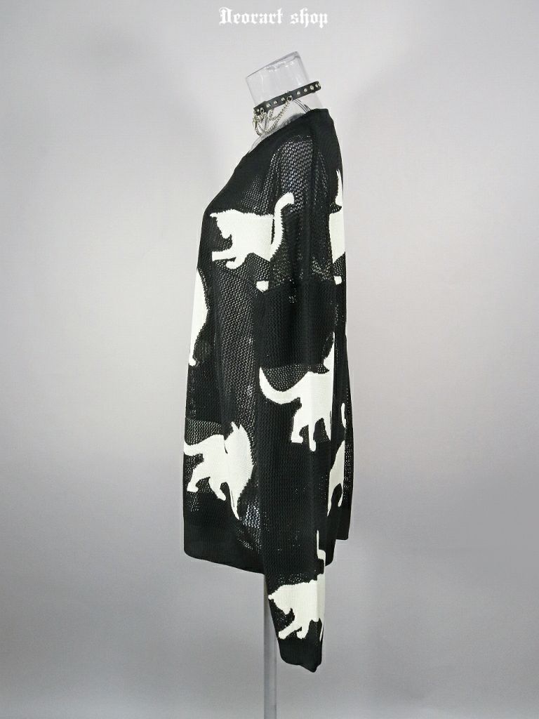 Deorart,ディオラート,かわいい,かっこいい,猫柄,夏,春,ニット,薄手ニット,サマーニット,透かし編み,透けニット,パンクファッション,ゴシックファッション,地雷系男子,地雷系女子,サブカル系ファッション,ライブ衣装,V系,