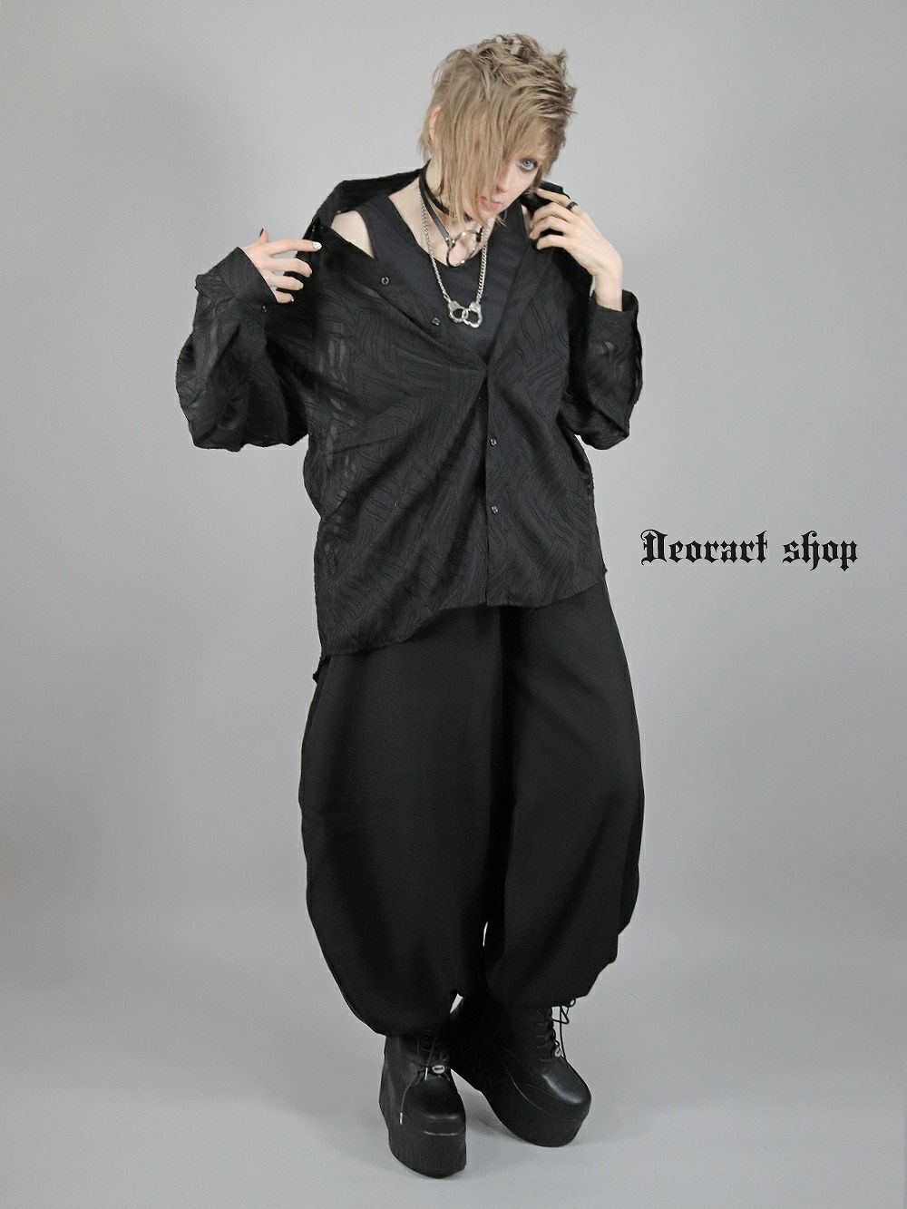 Deorart,ディオラート,透け,シャツ,ブラウス,かっこいい,奇麗,大人シャツ,大人ブラウス,ゴシックファッション,パンクファッション,地雷系男子,地雷系女子,通販,ユニセックス