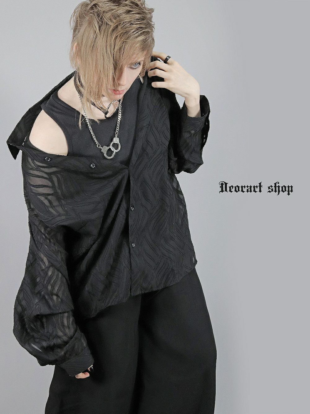Deorart,ディオラート,透け,シャツ,ブラウス,かっこいい,奇麗,大人シャツ,大人ブラウス,ゴシックファッション,パンクファッション,地雷系男子,地雷系女子,通販,ユニセックス