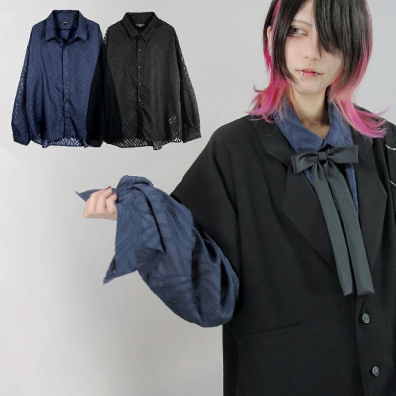 Deorart,ディオラート,透け,シャツ,ブラウス,かっこいい,奇麗,大人シャツ,大人ブラウス,ゴシックファッション,パンクファッション,地雷系男子,地雷系女子,通販,ユニセックス