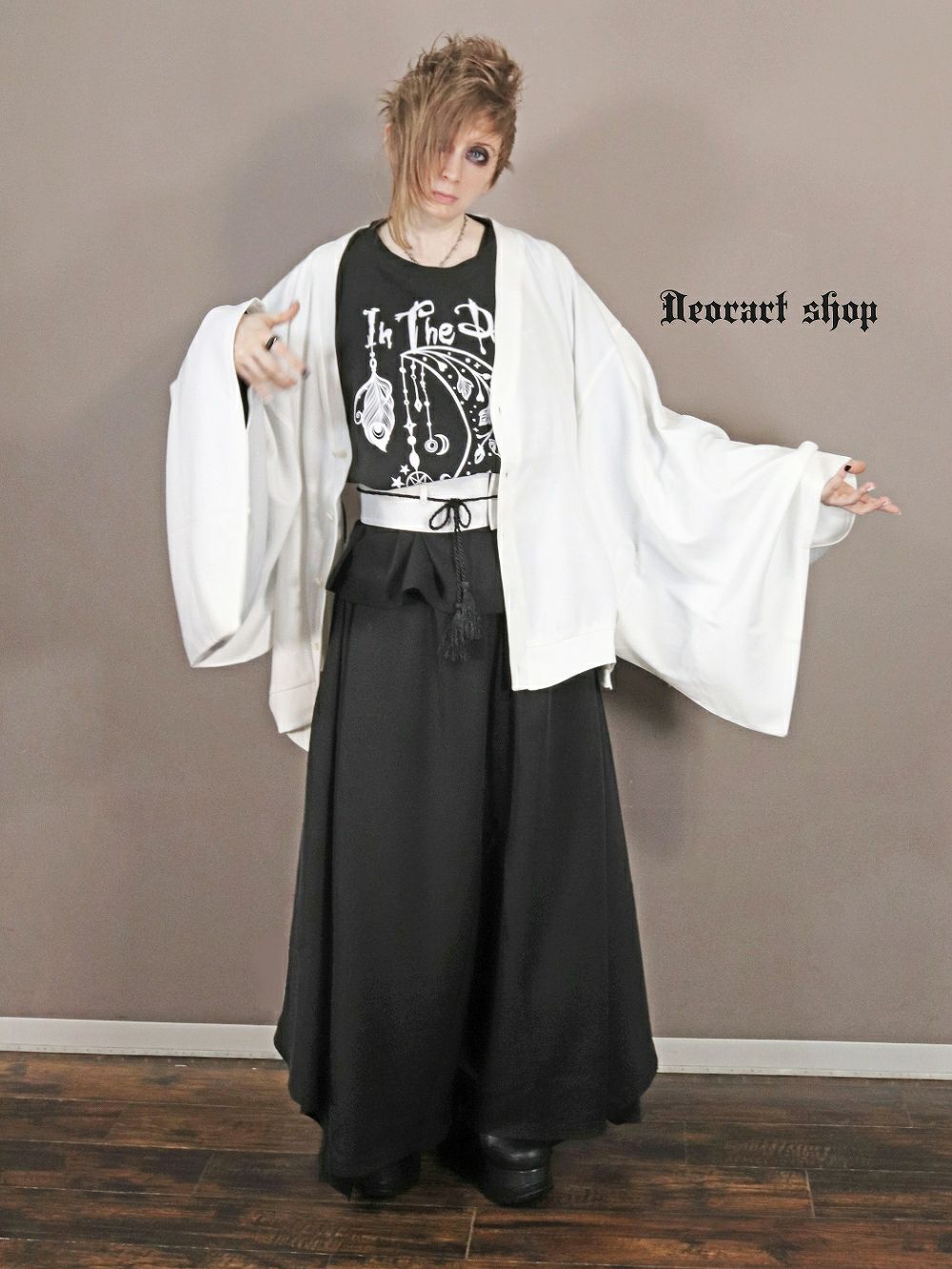 Deorart,ディオラート,モード,ゴシック,セットアップ,モノトーン,着物袖,振袖,和装セットアップ,カーディガン,羽織り,魔導士,魔法使い,ポンチョ,ワイド袖,新中式,チャイナ柄,ライブ,ファッション,衣装,メンズ,レディス,衣装,通販