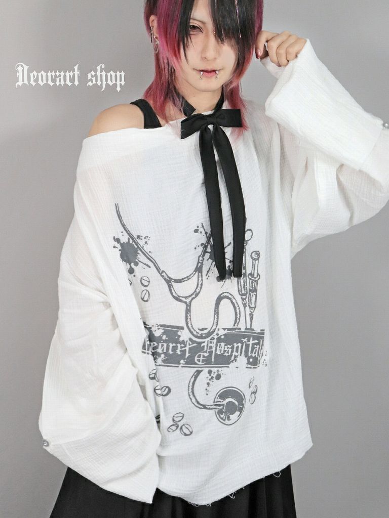 Deorart,ディオラート,病院風コーデ,ナースコーデ,ドクター,注射器,聴診器,プリント,医者,白衣,マッドサイエンティスト,コスプレ,ゴスロリ,通販,地雷系,ハロウィン,衣装,バンド,コンカフェ,V系,ヴィジュアル系,男,メンズ,レディース,ファッション,mad scientist,emo,fashion