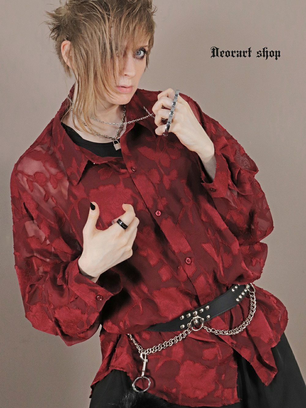 Deorart,ディオラート,透け,シアーシャツ,レース,ブラウス,かっこいい,奇麗,大人シャツ,大人ブラウス,ゴシックファッション,パンクファッション,地雷系男子,地雷系女子,通販,V系,ヴィジュアル系,ユニセックス