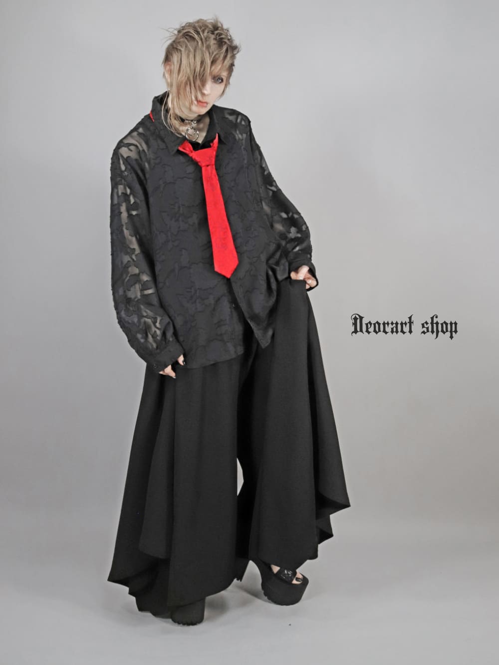 Deorart,ディオラート,透け,シアーシャツ,レース,ブラウス,かっこいい,奇麗,大人シャツ,大人ブラウス,ゴシックファッション,パンクファッション,地雷系男子,地雷系女子,通販,V系,ヴィジュアル系,ユニセックス