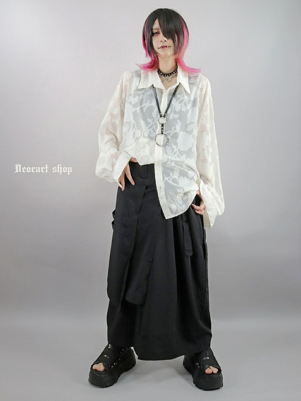 Deorart,ディオラート,透け,シアーシャツ,レース,ブラウス,かっこいい,奇麗,大人シャツ,大人ブラウス,ゴシックファッション,パンクファッション,地雷系男子,地雷系女子,通販,V系,ヴィジュアル系,ユニセックス