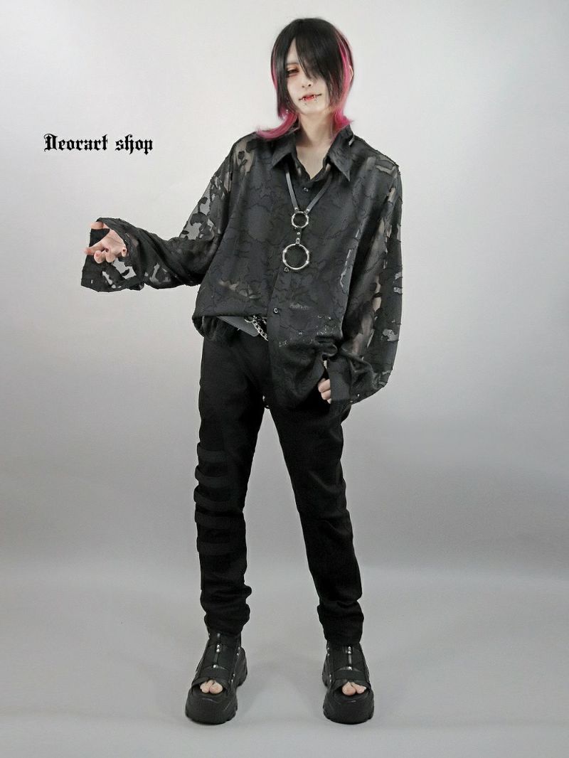 Deorart,ディオラート,透け,シアーシャツ,レース,ブラウス,かっこいい,奇麗,大人シャツ,大人ブラウス,ゴシックファッション,パンクファッション,地雷系男子,地雷系女子,通販,V系,ヴィジュアル系,ユニセックス