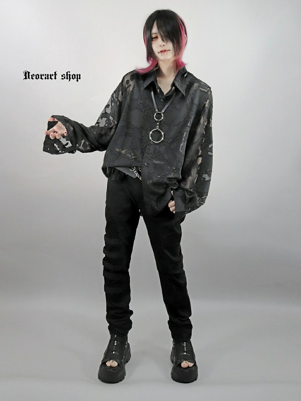 Deorart,ディオラート,透け,シアーシャツ,レース,ブラウス,かっこいい,奇麗,大人シャツ,大人ブラウス,ゴシックファッション,パンクファッション,地雷系男子,地雷系女子,通販,V系,ヴィジュアル系,ユニセックス
