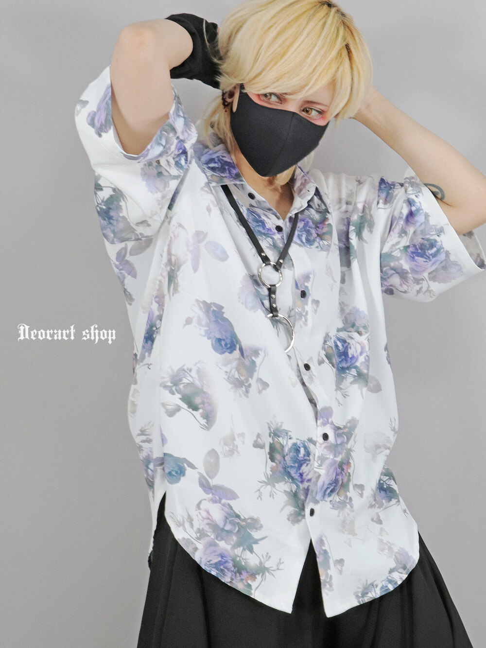 Deorart,ディオラート,総柄シャツ,V系シャツ,パーティ,ドレスアップ,ローズ柄,オーバーサイズ,薔薇,花柄,メンズ,レディス,おしゃれ,カッコイイ,地雷系,ホスト,ライブ衣装,通販