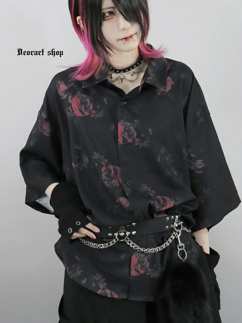 Deorart,ディオラート,総柄シャツ,V系シャツ,パーティ,ドレスアップ,ローズ柄,オーバーサイズ,薔薇,花柄,メンズ,レディス,おしゃれ,カッコイイ,地雷系,ホスト,ライブ衣装,通販
