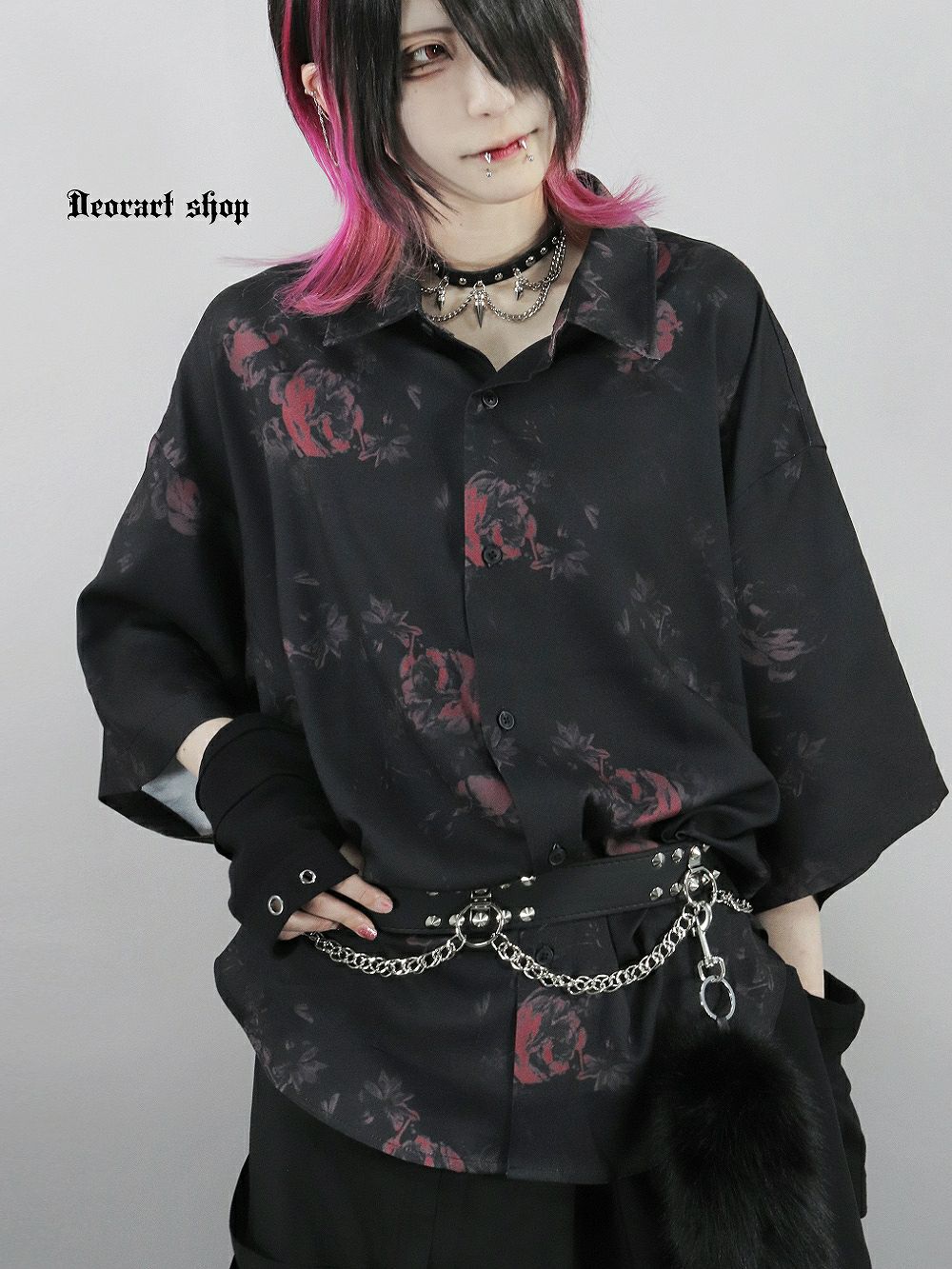 Deorart,ディオラート,総柄シャツ,V系シャツ,パーティ,ドレスアップ,ローズ柄,オーバーサイズ,薔薇,花柄,メンズ,レディス,おしゃれ,カッコイイ,地雷系,ホスト,ライブ衣装,通販