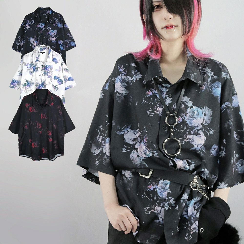 Deorart,ディオラート,総柄シャツ,V系シャツ,パーティ,ドレスアップ,ローズ柄,オーバーサイズ,薔薇,花柄,メンズ,レディス,おしゃれ,カッコイイ,地雷系,ホスト,ライブ衣装,通販