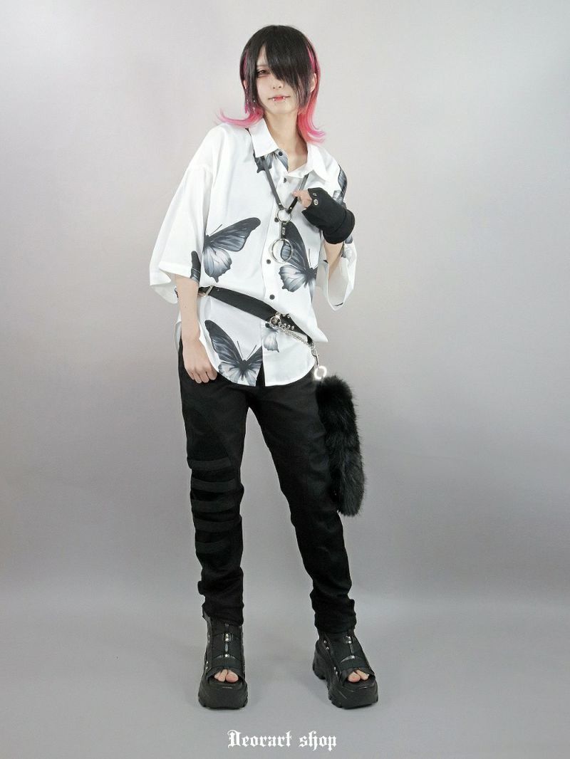 Deorart,ディオラート,総柄シャツ,V系シャツ,パーティ,ドレスアップ,蝶々,バタフタイ柄,フォトプリント,オーバーサイズ,薔薇,花柄,メンズ,レディス,おしゃれ,カッコイイ,地雷系,ホスト,ライブ衣装,通販