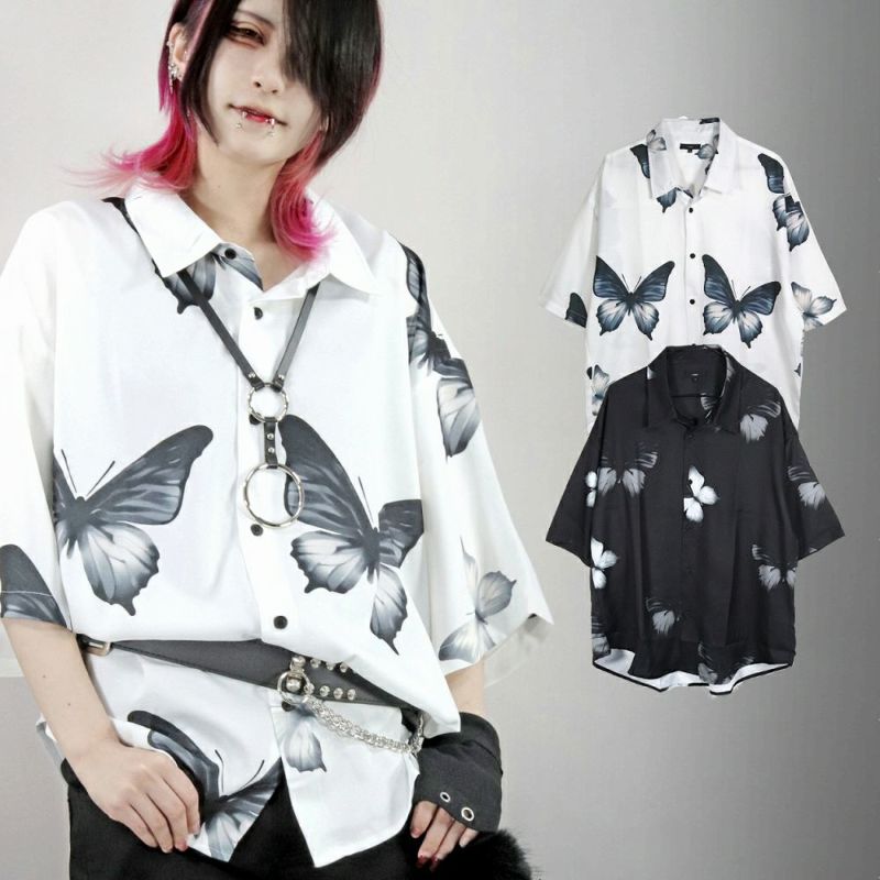 Deorart,ディオラート,総柄シャツ,V系シャツ,パーティ,ドレスアップ,蝶々,バタフタイ柄,フォトプリント,オーバーサイズ,薔薇,花柄,メンズ,レディス,おしゃれ,カッコイイ,地雷系,ホスト,ライブ衣装,通販