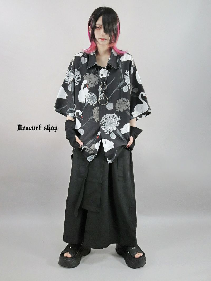 Deorart,ディオラート,V系シャツ,柄シャツ,鳥柄,白鳥,ゴシック,バンド,ホスト,男装,衣装,オーバーサイズ,