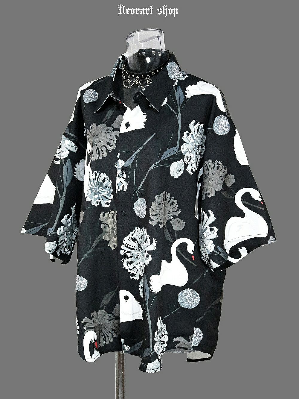 Deorart,ディオラート,V系シャツ,柄シャツ,鳥柄,白鳥,ゴシック,バンド,ホスト,男装,衣装,オーバーサイズ,
