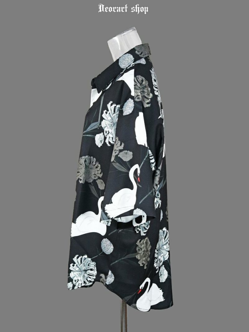 Deorart,ディオラート,V系シャツ,柄シャツ,鳥柄,白鳥,ゴシック,バンド,ホスト,男装,衣装,オーバーサイズ,