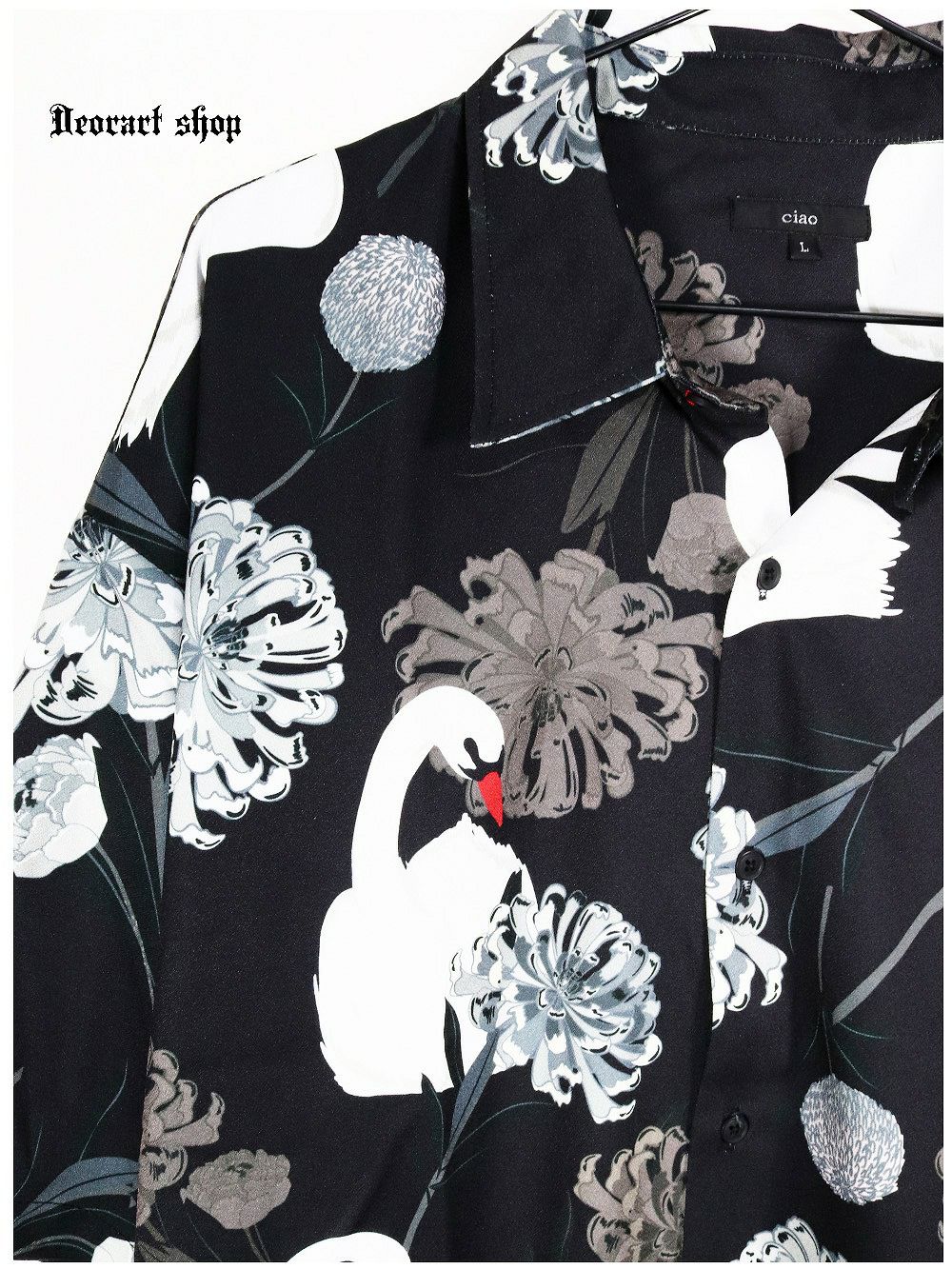 Deorart,ディオラート,V系シャツ,柄シャツ,鳥柄,白鳥,ゴシック,バンド,ホスト,男装,衣装,オーバーサイズ,