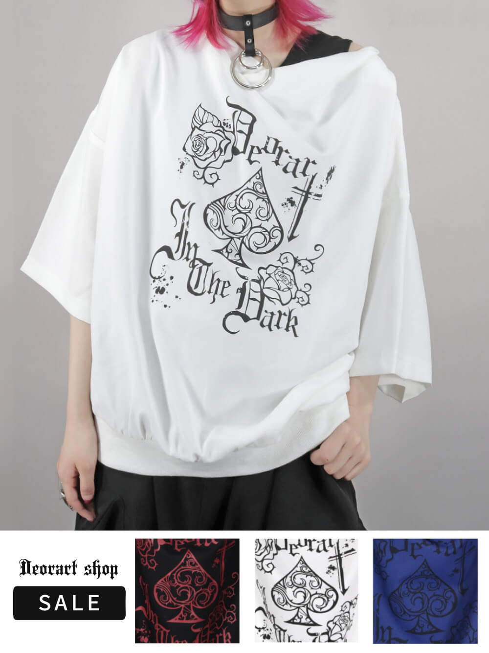 Deorart,ディオラート,モード,ゴシック,Tシャツ,ドレープ,普段使い,スペード,薔薇,裾絞り,地雷系,V系,ヴィジュアル系,大人,ファッション,衣装,メンズ,レディス,通販