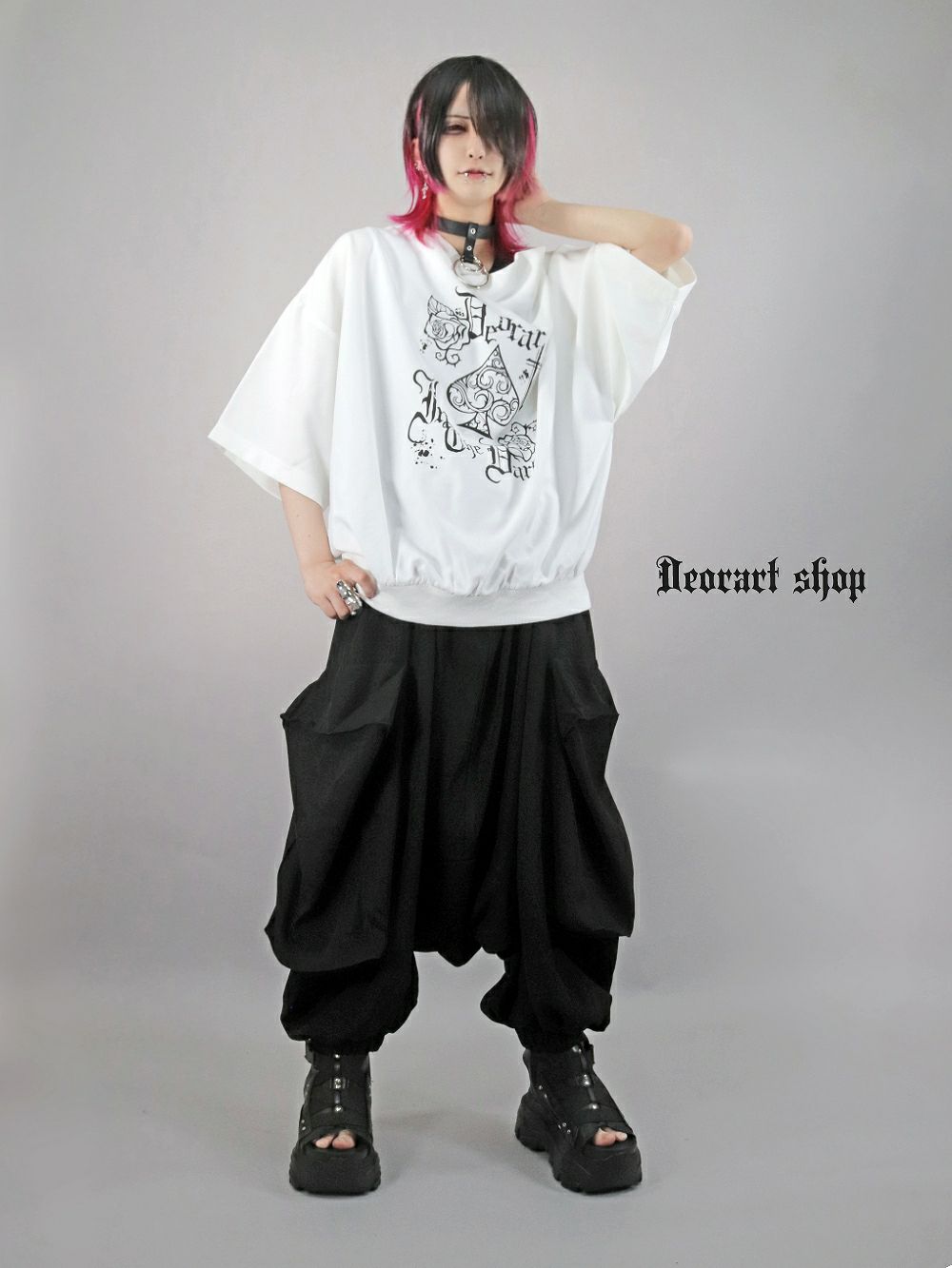 Deorart,ディオラート,モード,ゴシック,Tシャツ,ドレープ,普段使い,スペード,薔薇,裾絞り,地雷系,V系,ヴィジュアル系,大人,ファッション,衣装,メンズ,レディス,通販