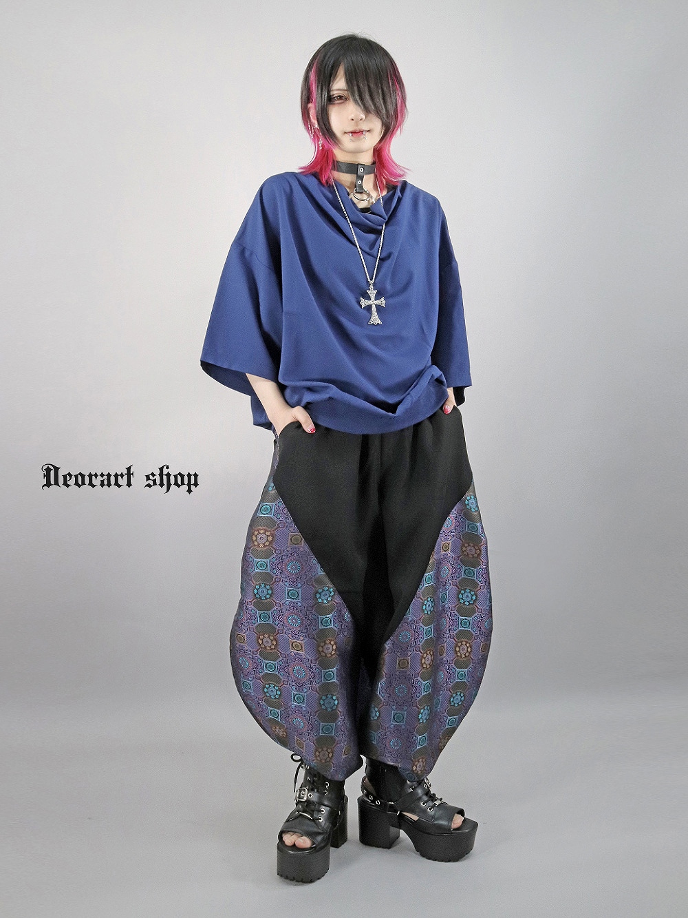Deorart,ディオラート,モード,ゴシック,Tシャツ,ドレープ,普段使い,ロイヤルブルー,裾絞り,地雷系,V系,ヴィジュアル系,大人,ファッション,衣装,メンズ,レディス,通販
