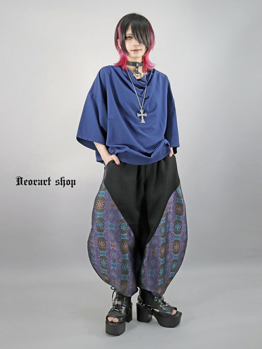 Deorart,ディオラート,モード,ゴシック,Tシャツ,ドレープ,普段使い,ロイヤルブルー,裾絞り,地雷系,V系,ヴィジュアル系,大人,ファッション,衣装,メンズ,レディス,通販