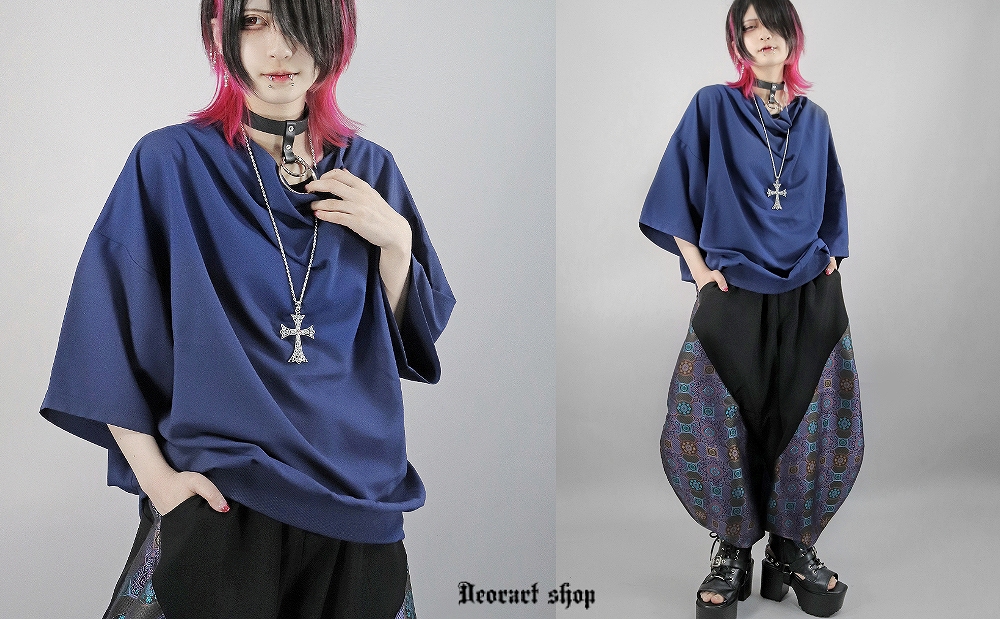 Deorart,ディオラート,モード,ゴシック,Tシャツ,ドレープ,普段使い,ロイヤルブルー,裾絞り,地雷系,V系,ヴィジュアル系,大人,ファッション,衣装,メンズ,レディス,通販