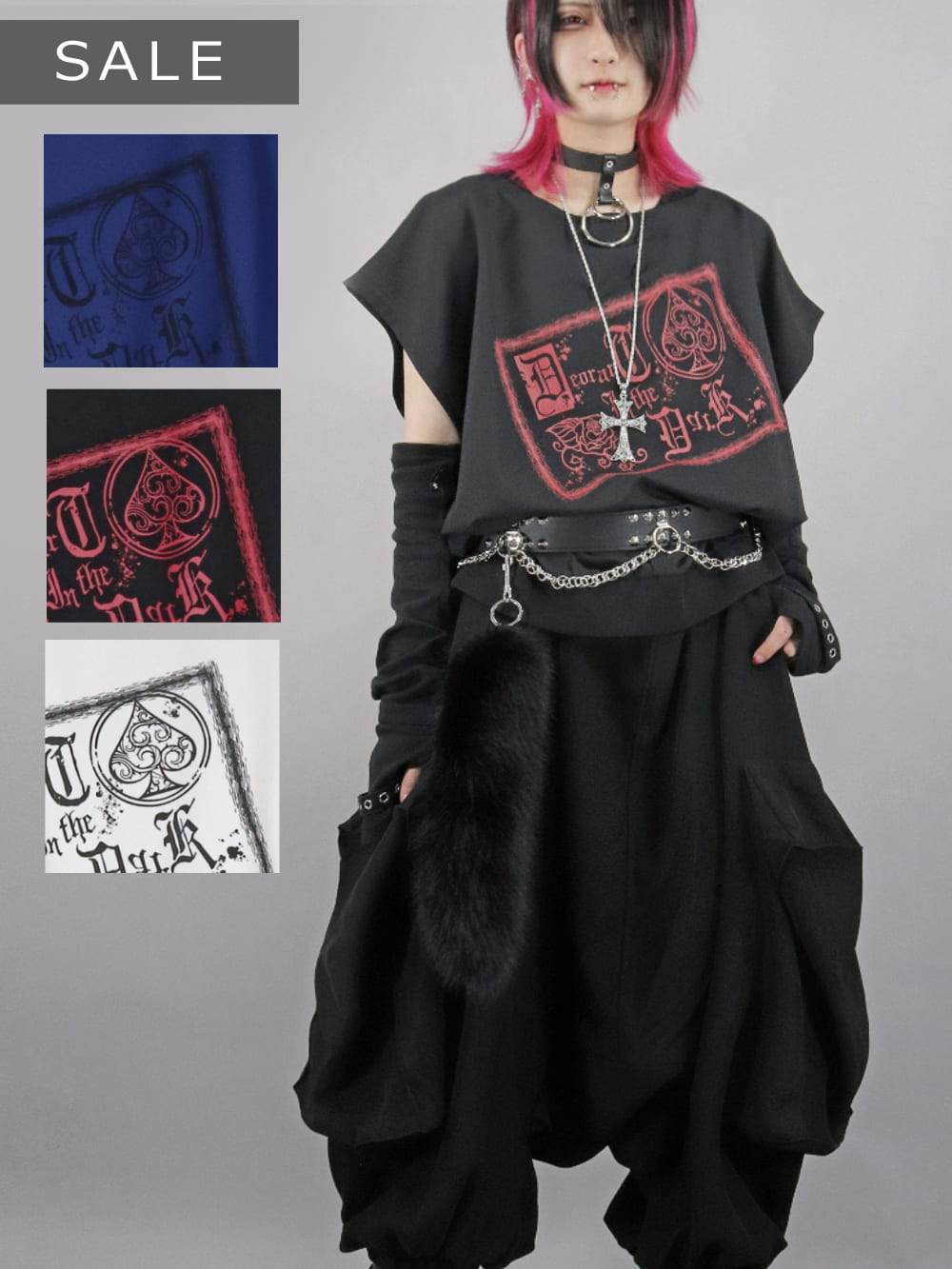 Deorart,ディオラート,モード,ゴシック,Tシャツ,ドレープ,普段使い,スペード,薔薇,裾絞り,地雷系,V系,ヴィジュアル系,大人,ファッション,衣装,メンズ,レディス,通販