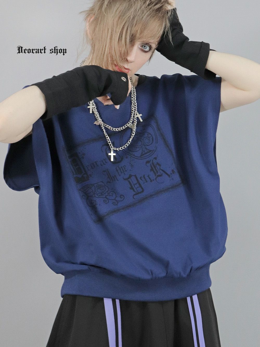 Deorart,ディオラート,モード,ゴシック,Tシャツ,ドレープ,普段使い,スペード,薔薇,裾絞り,地雷系,V系,ヴィジュアル系,大人,ファッション,衣装,メンズ,レディス,通販