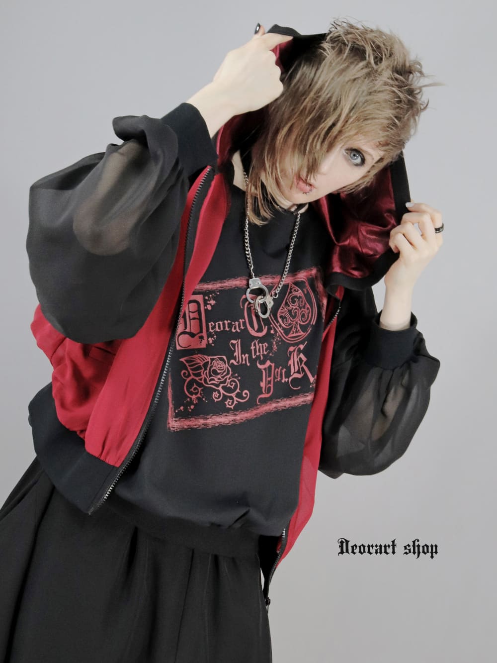Deorart,ディオラート,モード,ゴシック,Tシャツ,ドレープ,普段使い,スペード,薔薇,裾絞り,地雷系,V系,ヴィジュアル系,大人,ファッション,衣装,メンズ,レディス,通販