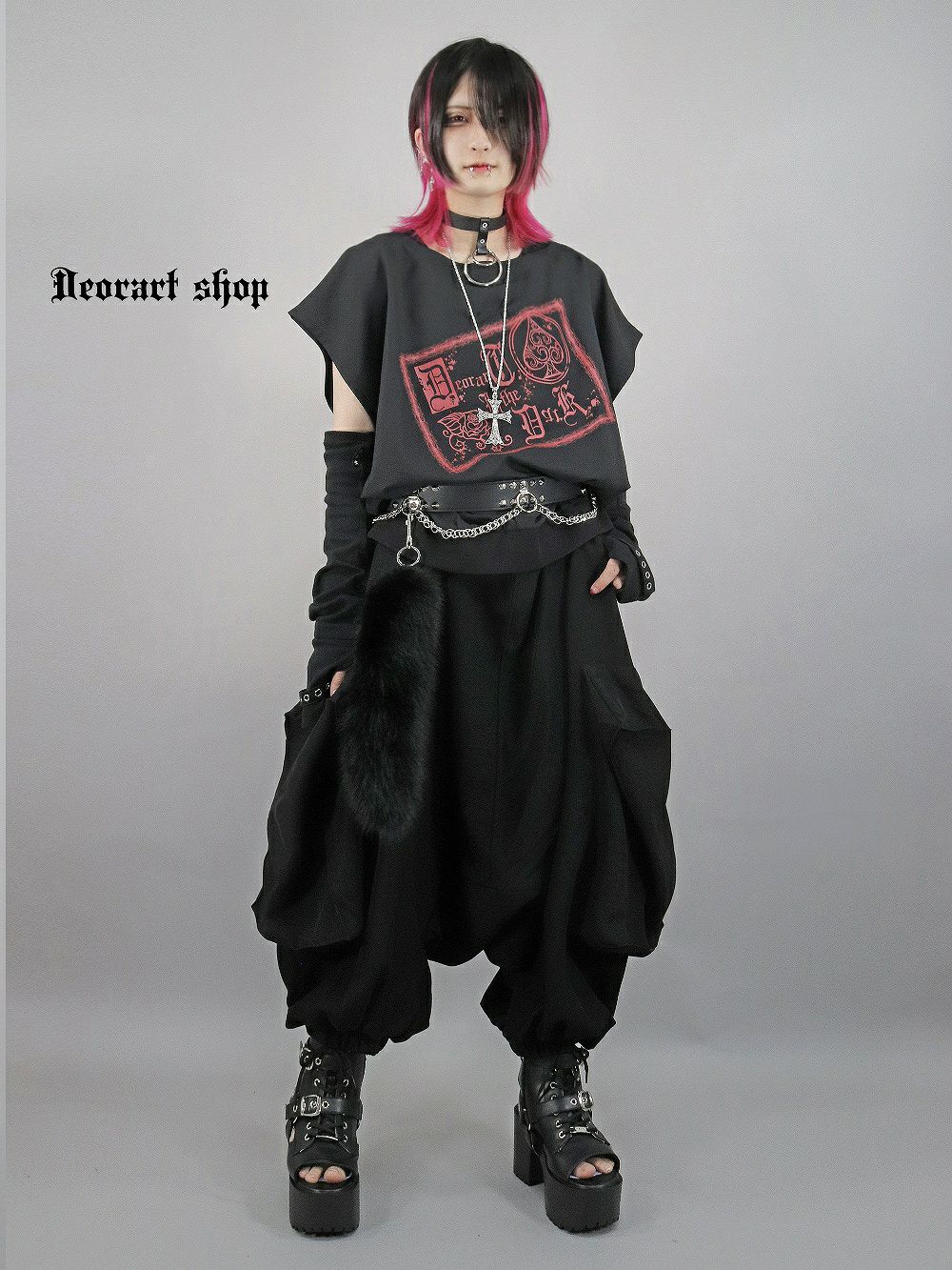 Deorart,ディオラート,モード,ゴシック,Tシャツ,ドレープ,普段使い,スペード,薔薇,裾絞り,地雷系,V系,ヴィジュアル系,大人,ファッション,衣装,メンズ,レディス,通販