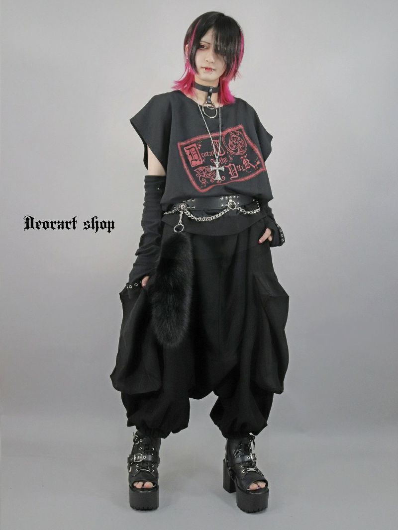 Deorart,ディオラート,モード,ゴシック,Tシャツ,ドレープ,普段使い,スペード,薔薇,裾絞り,地雷系,V系,ヴィジュアル系,大人,ファッション,衣装,メンズ,レディス,通販