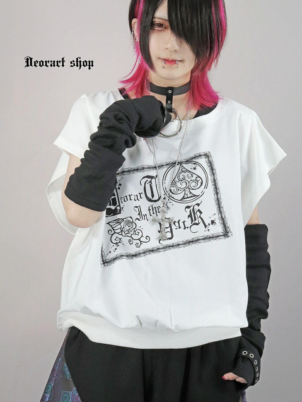 Deorart,ディオラート,モード,ゴシック,Tシャツ,ドレープ,普段使い,スペード,薔薇,裾絞り,地雷系,V系,ヴィジュアル系,大人,ファッション,衣装,メンズ,レディス,通販