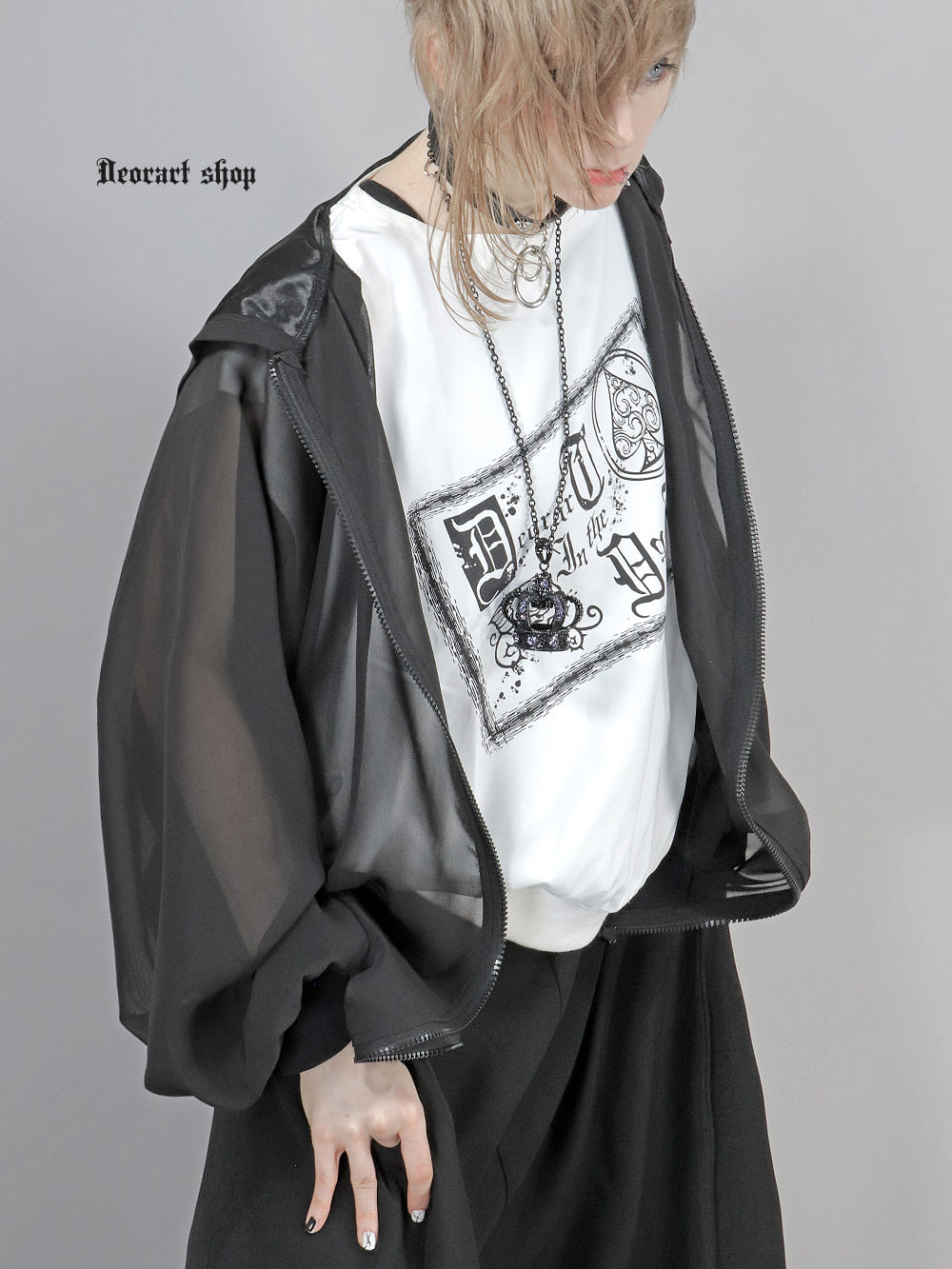 Deorart,ディオラート,モード,ゴシック,Tシャツ,ドレープ,普段使い,スペード,薔薇,裾絞り,地雷系,V系,ヴィジュアル系,大人,ファッション,衣装,メンズ,レディス,通販