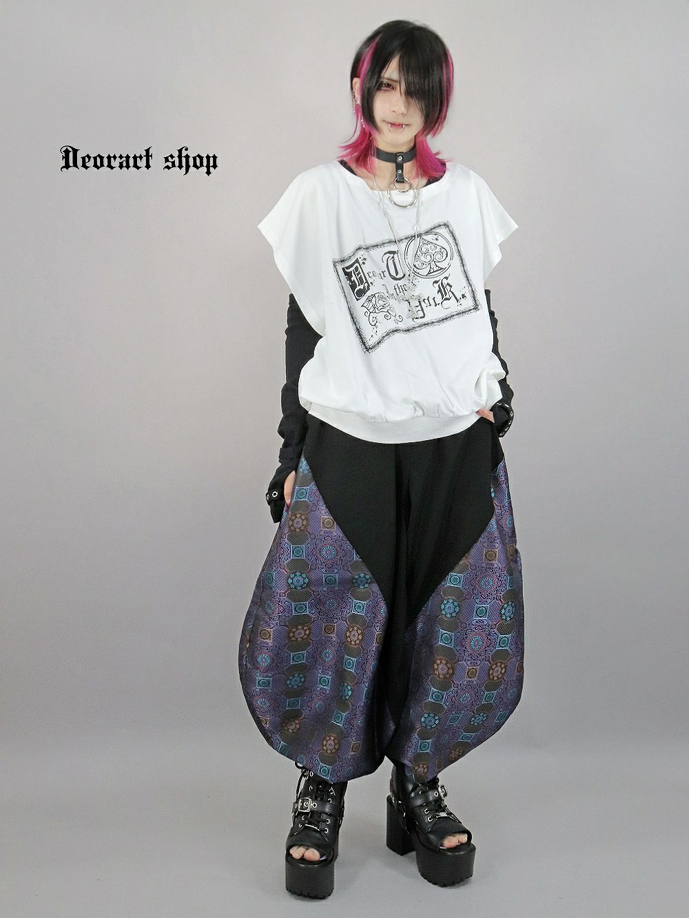 Deorart,ディオラート,モード,ゴシック,Tシャツ,ドレープ,普段使い,スペード,薔薇,裾絞り,地雷系,V系,ヴィジュアル系,大人,ファッション,衣装,メンズ,レディス,通販