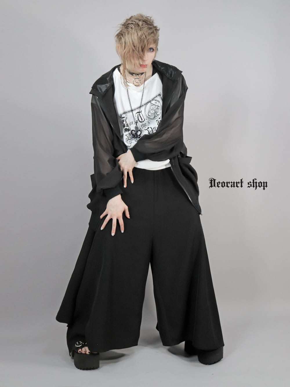 Deorart,ディオラート,モード,ゴシック,Tシャツ,ドレープ,普段使い,スペード,薔薇,裾絞り,地雷系,V系,ヴィジュアル系,大人,ファッション,衣装,メンズ,レディス,通販