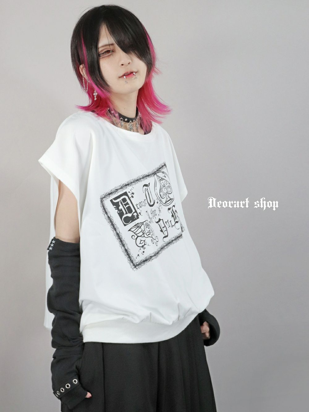 Deorart,ディオラート,モード,ゴシック,Tシャツ,ドレープ,普段使い,スペード,薔薇,裾絞り,地雷系,V系,ヴィジュアル系,大人,ファッション,衣装,メンズ,レディス,通販