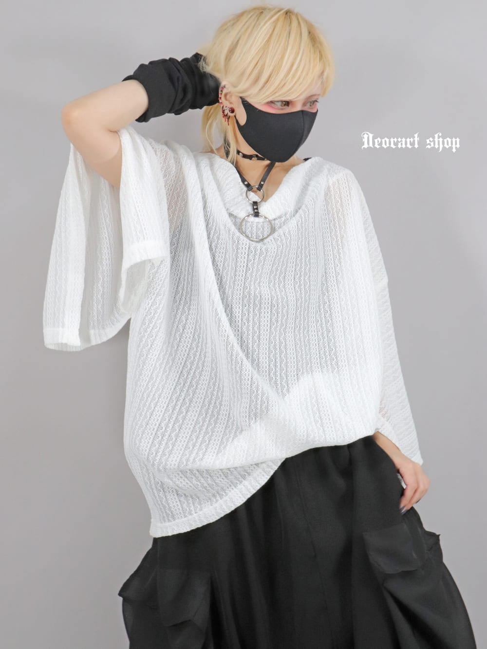 DRT2846 [透け感 シアー] キモノ袖 ドレープカットソー [着物袖・振袖