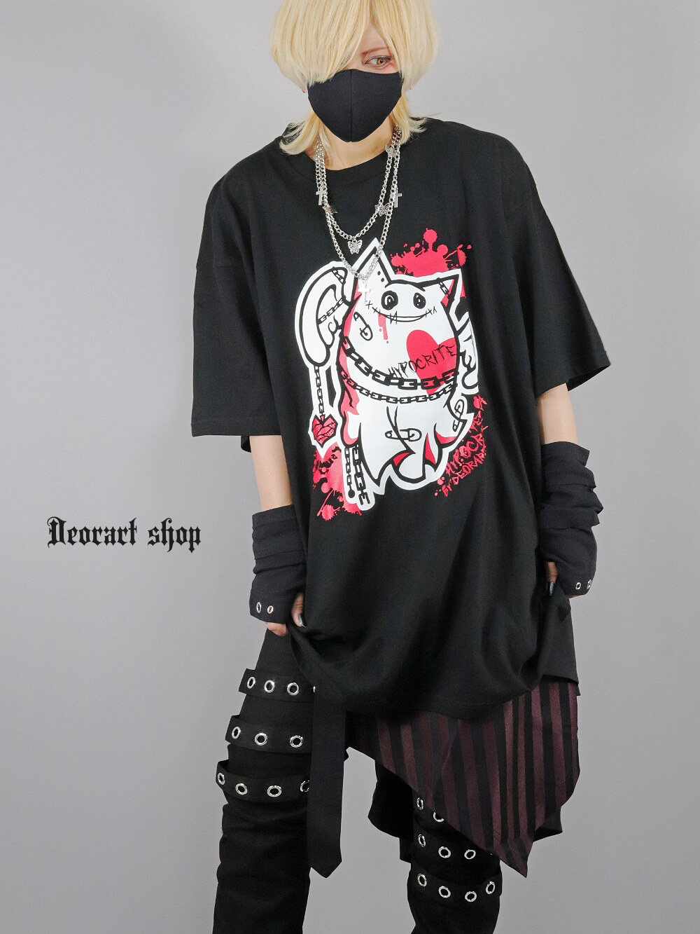 Deorart,ディオラート,ビッグT,オーバーサイズ,プリント,Tシャツ,NECOLA,ネコラ,地雷系, ペア,お揃い,天使,悪魔,メタル系,ライブ,V系,emo,Vrock