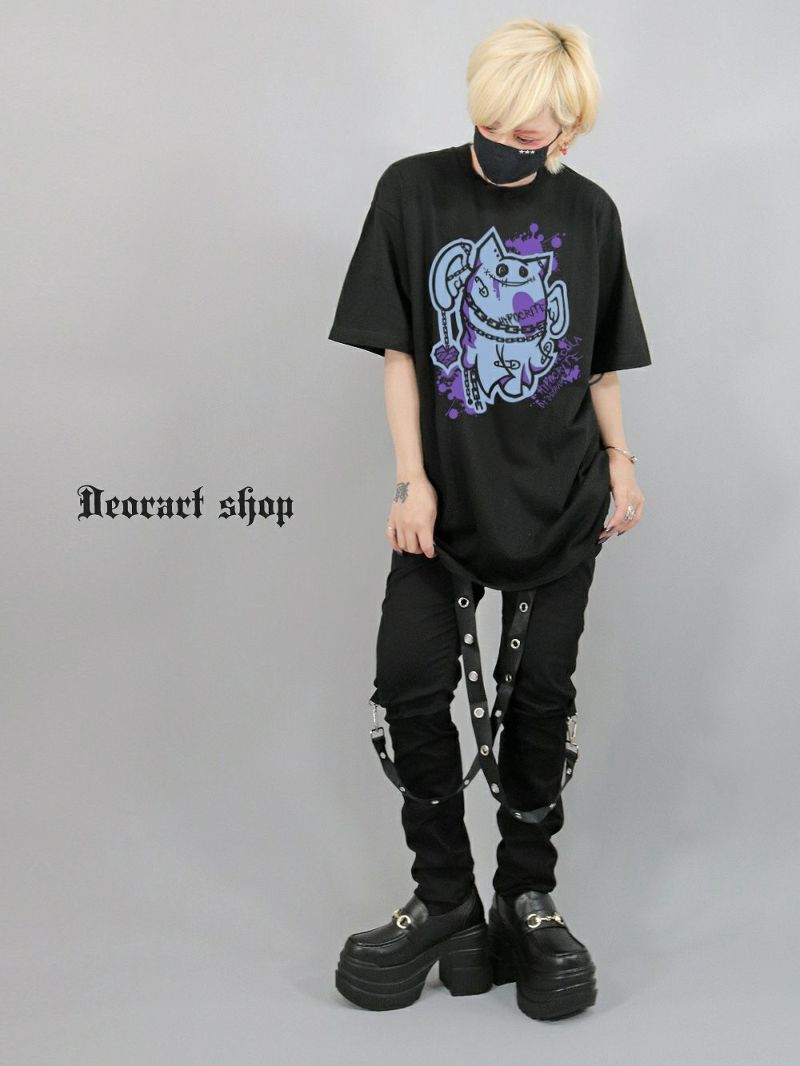 Deorart,ディオラート,ビッグT,オーバーサイズ,プリント,Tシャツ,NECOLA,ネコラ,地雷系, ペア,お揃い,天使,悪魔,メタル系,ライブ,V系,emo,Vrock