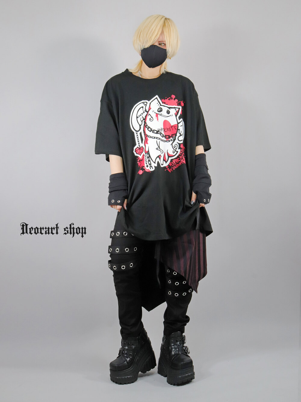 Deorart,ディオラート,ビッグT,オーバーサイズ,プリント,Tシャツ,NECOLA,ネコラ,地雷系, ペア,お揃い,天使,悪魔,メタル系,ライブ,V系,emo,Vrock