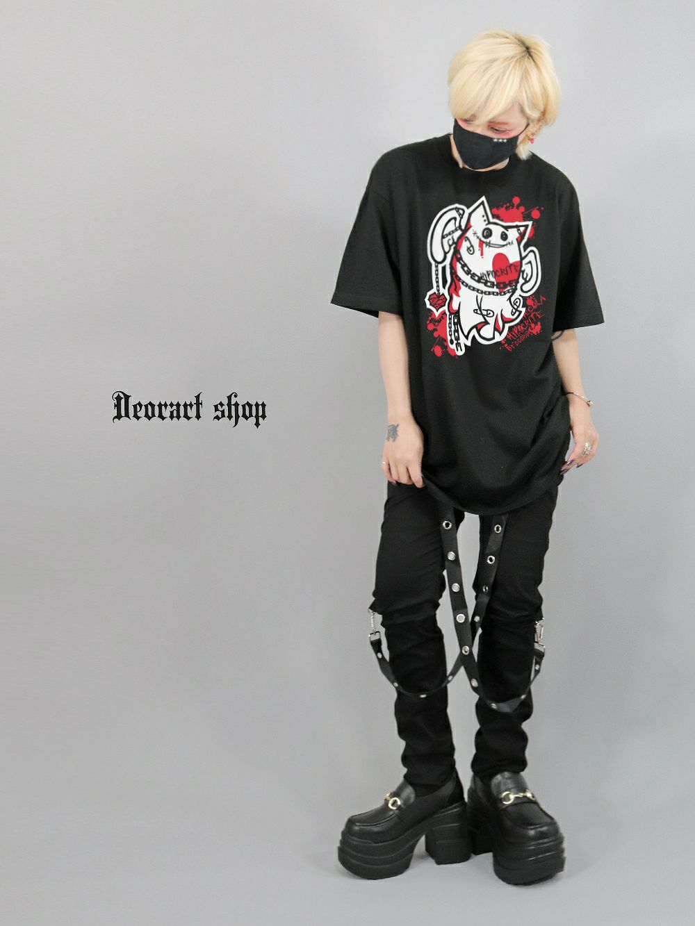 Deorart,ディオラート,ビッグT,オーバーサイズ,プリント,Tシャツ,NECOLA,ネコラ,地雷系, ペア,お揃い,天使,悪魔,メタル系,ライブ,V系,emo,Vrock