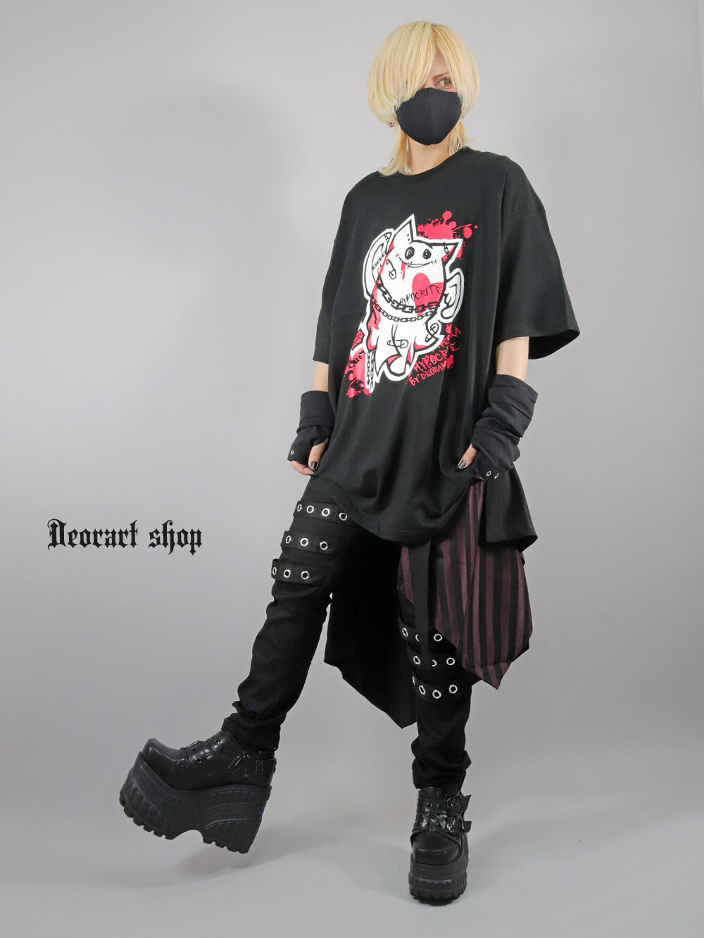 Deorart,ディオラート,ビッグT,オーバーサイズ,プリント,Tシャツ,NECOLA,ネコラ,地雷系, ペア,お揃い,天使,悪魔,メタル系,ライブ,V系,emo,Vrock