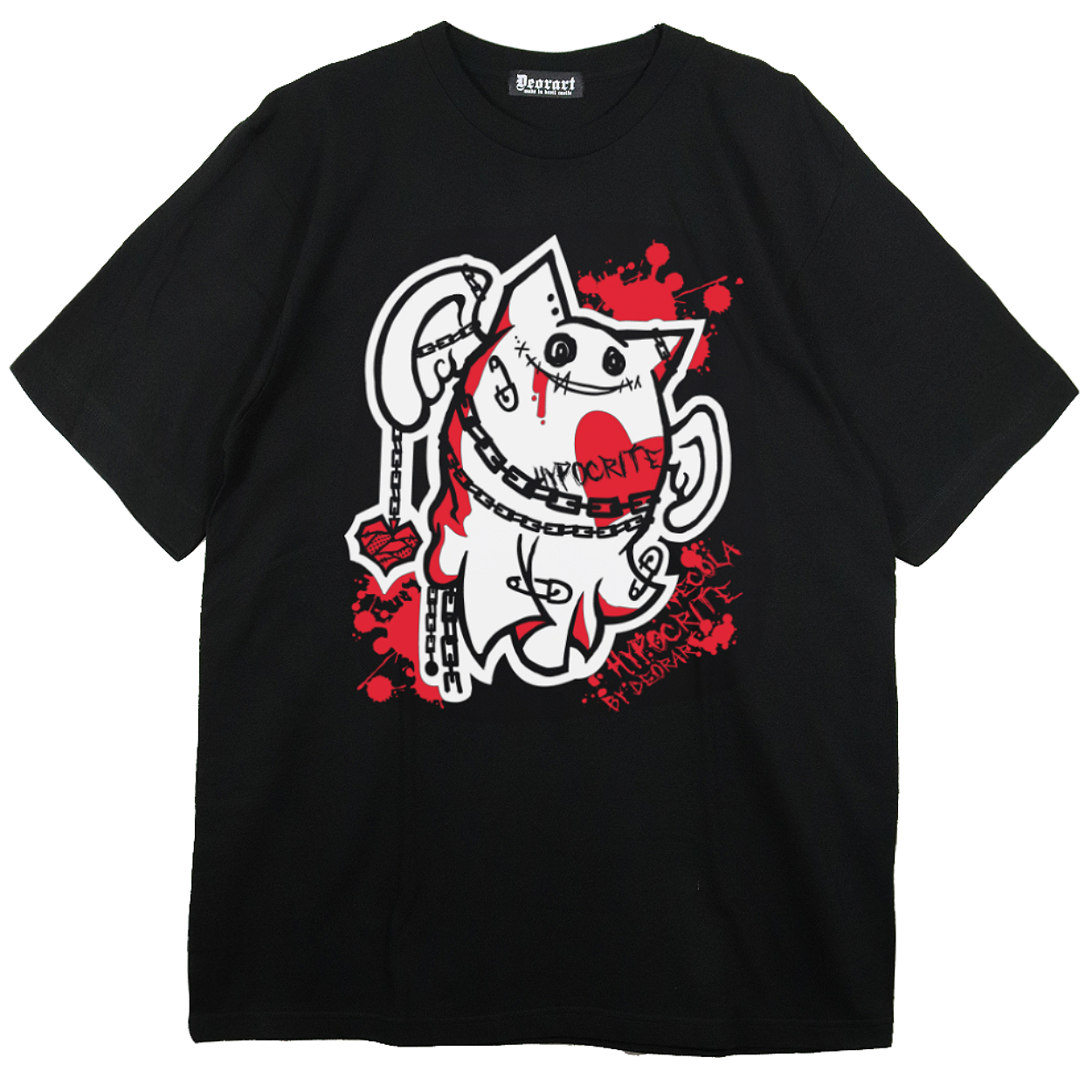 Deorart,ディオラート,ビッグT,オーバーサイズ,プリント,Tシャツ,NECOLA,ネコラ,地雷系, ペア,お揃い,天使,悪魔,メタル系,ライブ,V系,emo,Vrock